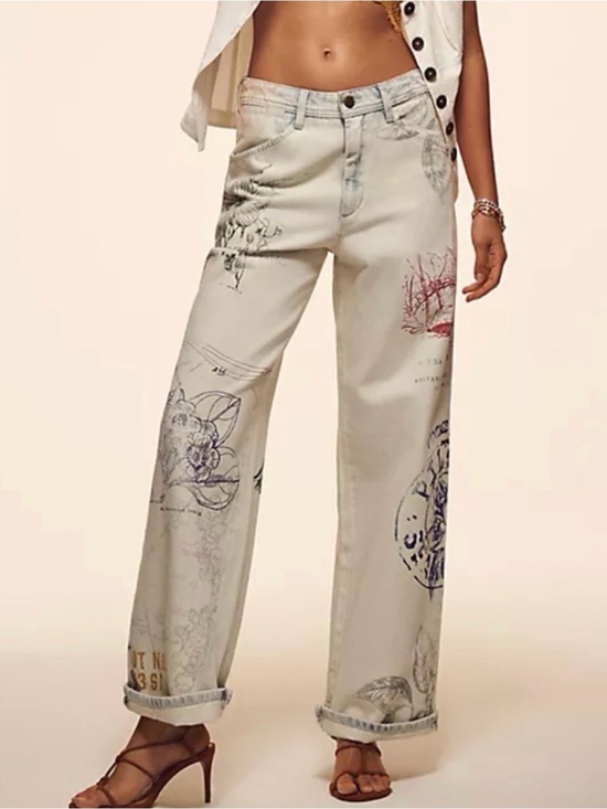 Pilcro Denim - Anthropologie Pilcro Mid-Rise Slouchy Wide-Leg Cuffed Jeans